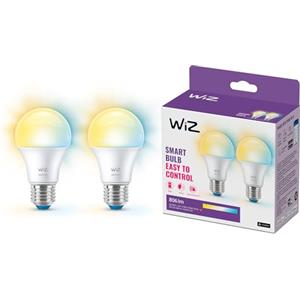 WiZ Lampadina Goccia Smart WiFi, Luce Bianca da Calda a Fredda, attacco E27, equivalente a 60W, Tecnologia SpaceSense, Controllo Vocale (Alexa, Apple HomeKit, Google Home), confezione da 2