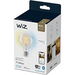 WiZ Lampadina Globo Smart LED WiFi, Luce Bianca da Calda a Fredda, Filamento, E27, equivalente a 60W, Tecnologia SpaceSense, Controllo Vocale (Alexa, Apple HomeKit, Google Home)