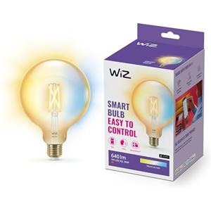 WiZ Lampadina Globo Smart LED WiFi, Luce Bianca da Calda a Fredda, Filamento Ambrata, E27, equivalente a 50W, Tecnologia SpaceSense, Controllo Vocale (Alexa, Apple HomeKit, Google Home)