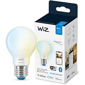 WiZ Lampadina Goccia Smart LED WiFi, Luce Bianca da Calda a Fredda, Smerigliata, E27, equivalente a 60W, Tecnologia SpaceSense, Controllo Vocale (Alexa, Apple HomeKit, Google Home)