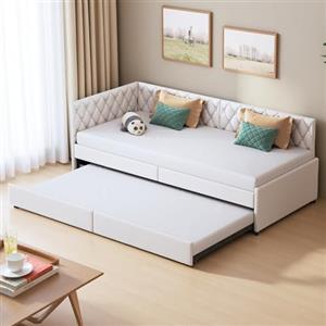 Xnferty Divano letto estensibile 90/180 x 200 cm, letto matrimoniale divano, letto 2 posti divano letto estraibile, Senza materasso (Beige 1, Velluto, 90/180 x 200 cm)