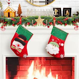 QXRXN Calze Befana Vuote Piccole Set di 2, Calze Natalizie da Appendere Personalizzate Calza della Befana Vuota Personalizzata, Calze di Natale da Appendere al Camino Decorazioni Natalizie per la Casa