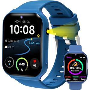 pmstuy Smartwatch Bambini - 18 Giochi Educativi (Matematica e Logica) con Fotocamera e Monitor del Sonno | Schermo Touch 1,83, Contapassi, Sveglia | Activity Tracker Regalo per Ragazze e Ragazzi