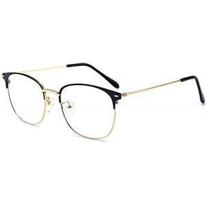 LNTICB Occhiali Filtro Luce Blu Occhiali da Computer Super Leggera Montatura in Metallo con Lenti Trasparenti Neutri Retrò Anti-radiazioni Blocco UV Anti-affaticamento per Uomo Donna
