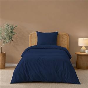 Twinzen Copripiumino Una Piazza e Mezza 140x200cm Blu scuro, con 1 Federa 65x65cm - Set Copripiumino Matrimoniale Microfibra - Oeko-Tex