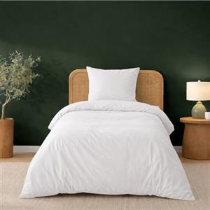 Twinzen Copripiumino Una Piazza e Mezza 140x200cm Bianco, con 1 Federa 65x65cm - Set Copripiumino Matrimoniale Microfibra - Oeko-Tex