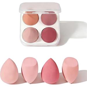 WENRENMK 4 Pezzi Spugnetta Fondotinta, Spugnetta Trucco, Spugna Fondotinta, Bagnato e Asciutto, Senza Lattice, Adatto per Fondotinta in Polvere, Crema BB, Liquido, Crema Solare e Altro Ancora