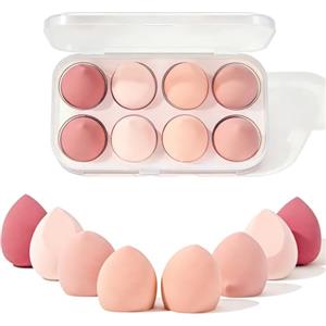 WENRENMK 8 Pezzi Spugnetta Fondotinta, Spugnetta Trucco, Spugna Fondotinta, Bagnato e Asciutto, Senza Lattice, Adatto per Fondotinta in Polvere, Crema BB, Liquido, Crema Solare e Altro Ancora