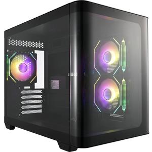 Fortron FSP S380-BA Case Midi-Tower ATX Nero con Pannello Curvo, 3 Ventole ARGB e 2 Porte USB 3.0 Type C