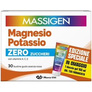 Marco Viti Massigen Magnesio e Potassio Senza Zucchero 30 Bustine - Integratore Alimentare per Muscoli e Stanchezza, Edizione Speciale 2025