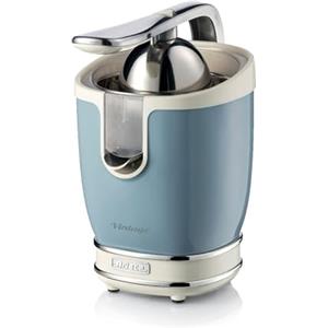 Ariete Spremiagrumi Vintage 413, Spremiagrumi Elettrico con Leva, 2 Coni per Frutti Grandi e Piccoli, Beccuccio Salvagoccia, Motore Silenzioso, Spremitura Professionale, 85W, Celeste