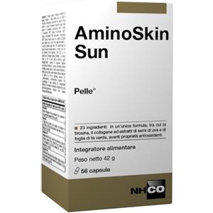 NHCO AminoSkin Sun - Integratore Antiossidante per la Pelle con Tirosina, Collagene e Estratti Naturali - Flacone da 56 Capsule