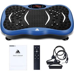 EVOLAND Pedana vibrante dimagrante con 2 bande di resistenza, 99 livelli di intensità, altoparlante Bluetooth, macchina per l'allenamento per la Costruzione e la Modellazione Muscolare (Blu)