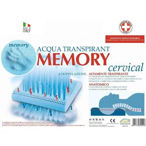 BIOSYNEX PHARMA ITALIA Srl Guanciale Memocervical Acqua T Cuscino Cervicale in Memory Foam Ergonomico Ortopedico Traspirante