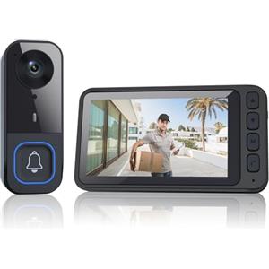 Winnes Citofono senza fili da esterno HD Schermo IPS da 4,5 Video Campanello Spioncino Digitale videocitofono con Telecamera Visione Notturna Audio Bidirezionale,Senza WiFi/APP Abbonamento