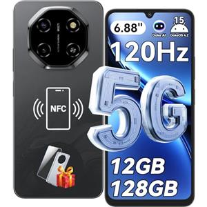 Blackview Shark 6 Smartphone 5G, 6.88''HD 120Hz Telefono Cellulare, Telefoni Android 15, Cellulari 12GB+128GB, Unisoc T8100, 5000mAh, 16+8MP, 5G Dual SIM/OTG/NFC/Face ID/Fingerprint
