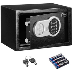 Bakaji Cassaforte a Muro Numerica Digitale 31 x 20 x 20 cm Cassetta di Sicurezza Elettronica Casa Albergo Hotel Safe + 4 x AA Batterie e Chiavi di Emergenza (Nero)