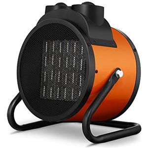 Bakaji Stufa Elettrica con Elementi Riscaldanti in Ceramica Termoventilatore Soffiante Industriale Potenza 2000W Termostato Regolabile Funzione Ventilatore Freddo Inclinazione Regolabile