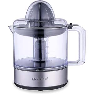 alpina Spremiagrumi elettrico - 30 W/230 V - Spremiagrumi - Spremiagrumi - Contenitore per succo 800 ML - Filtro per polpa e nuclei - Senza BPA - Argento