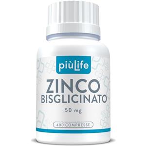 +LIFE Zinco Bisglicinato 50 mg (di cui 15 mg di Zinco Integratore Elementare) PiùLife - Per pelle, acne, capelli e unghie, Supporto Immunitario e Antiossidante - 400 compresse, senza glutine e lattosio