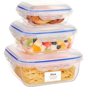 VINATO Set di 3 Contenitori per Alimenti da 650ml, 1500ml e 2800ml - Senza BPA, Impermeabili, Impilabili, per Microonde e Lavastoviglie