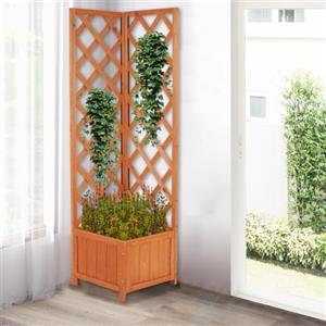 BAKAJI Fioriera Angolare in Legno con Traliccio da Esterno ed Esterno, Porta Fiori e Rampicanti ad Angolo per Giardino, Balcone, Patio, Resistente alle Intemperie, 40 x 40 x 145 cm