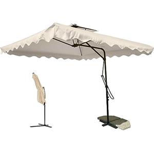 BAKAJI Ombrellone da Giardino Decentrato 2,5 x 2,5 Mt Palo in Metallo Chiusura a Leva Base a Croce Sistema Air Vent Arredamento Esterno Gazebo Piscina Giardino Terrazzo Ambienti Esterni (Ecrù)