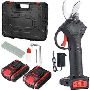 BAKAJI Cesoia Elettrica a Batteria Pinze da Taglio Lamiera, 2 Batterie, Trincia Rami Portatile con Manici in Gomma Antiscivolo e Chiusura di Sicurezza