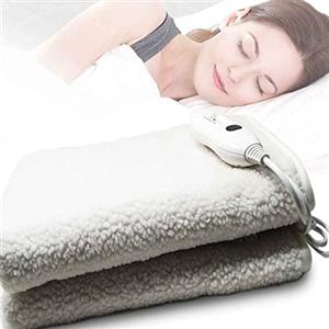 Bakaji Coperta Elettrica Termica in fibra di Lana Coprimaterasso Scaldaletto Elettrico con Telecomando Termocoperta Scalda Letto 3 Impostazioni Calore (150 x 80 cm Singolo)