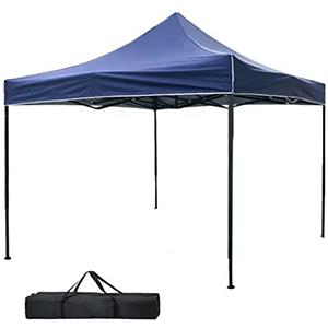 BAKAJI Gazebo 3 x 3 metri Pieghevole Tessuto Poliestere Impermeabile Struttura in Metallo Richiudibile a Fisarmonica Tendone Portatile Fiera Mercato Giardino Esterno + Sacca per Trasporto (Blu)