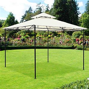 Bakaji Gazebo da Giardino 3x3 mt Struttura Tubolare in Acciaio Inox con 4 pali Rivestimento in Tessuto Oxford PVC Antipioggia Impermeabile Antivento Colore Beige Arredo Giardino (Bianco)