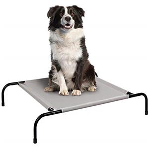 BAKAJI Cuccia Brandina Letto Rialzata per Cani e Gatti Lettino Struttura Tubolare in Metallo Rivestimento in Tessuto Teslin Divanetto Cane Gatto Dimensione 110 x 80 cm Colore Grigio e Nero