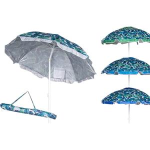 BAKAJI Ombrellone da Mare Spiaggia Giardino Diametro 200cm con Palo in Acciaio Reclinabile 8 Stecche Rivestimento in Tessuto Nylon Anti UV Bicolore Sistema Air Vent 4 Colori Assortiti Coveri