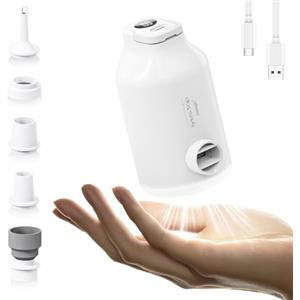 iyes.top Pompa ad Aria Elettrica con Batteria per Materasso Letto Gonfiabile, Sacchi Sottovuoto, 5 Ugelli & Luce da Campeggio, Gonfiaggio e Sgonfiaggio Rapidi, Pompa Viaggio per Anelli da Nuoto, Galleggianti