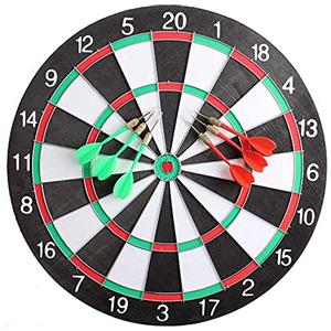 BAKAJI Dart Game Gioco Tirassegno Tiro al Bersaglio Bifacciale con 6 Freccette in Metallo Installazione alla Parete Doppia Modalità di Gioco Diametro 40 cm Gioco di Abilità