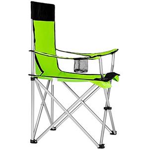 BAKAJI Sedia Pieghevole Richiudibile Chiusura a Ombrello da Campeggio Spiaggia Mare Struttura in Metallo Tubolare Tessuto Poliestere con Braccioli e Portabibite (Verde)