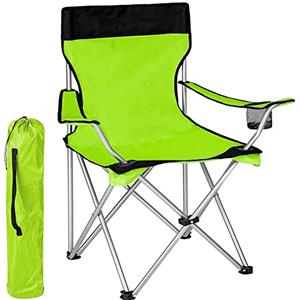 BAKAJI Sedia Pieghevole da Campeggio con Borsa Camping Sedia Mare Spiaggia Pesca da Esterno in Acciaio e Poliestere con Vano Porta Bibite e Smartphone (Verde)