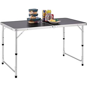 BAKAJI Tavolo da Campeggio Picnic con Altezza Regolabile, Struttura in Alluminio, Sistema Pieghevole con Maniglia per Trasporto Facilitato, Ideale per Giardino e Pranzi Esterni, 60x120x70cm (Grigio)
