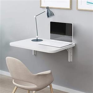 Shally Dogan Tavolo da Parete Pieghevole 60 x 40 cm in Legno, Scaffale a Muro Richiudibile Salvaspazio Versatile, Scrivania Porta Pc, Tavolino da Pranzo, Soggiorno, Salotto, Bagno, Cucina (Bianco)