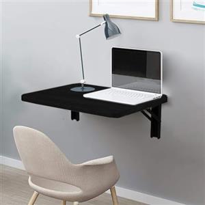 Shally Dogan Tavolo da Parete Pieghevole 60 x 40 cm in Legno, Scaffale a Muro Richiudibile Salvaspazio Versatile, Scrivania Porta Pc, Tavolino da Pranzo, Soggiorno, Salotto, Bagno, Cucina (Nero)