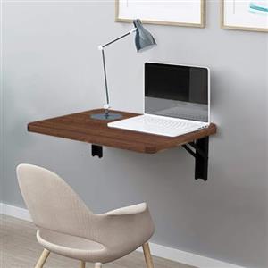 Shally Dogan Tavolo da Parete Pieghevole 60 x 40 cm in Legno, Scaffale a Muro Richiudibile Salvaspazio Versatile, Scrivania Porta Pc, Tavolino da Pranzo, Soggiorno, Salotto, Bagno, Cucina (Noce)