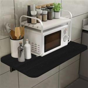 Shally Dogan Tavolo da Parete Pieghevole 80 x 60 cm in Legno, Scaffale a Muro Richiudibile Salvaspazio Versatile, Scrivania Porta Pc, Tavolino da Pranzo, Soggiorno, Salotto, Bagno, Cucina (Nero)