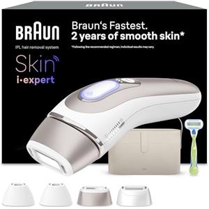 Braun Skin I·Expert Epilatore Luce Pulsata Smart, Depilatore Corpo Donna, Alternativa Laser Peli Donna, App Gratuita, Include Pochette, Rasoio Venus, Luce Pulsata Braun, 4 Testine Viso E Corpo, PL7387