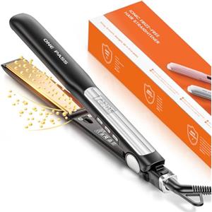 Faszin Piastra Capelli Professionale 2-In-1, Piastre Ioniche di Titanio, Riscaldamento In Soli 20 Secondi, Display LCD Chiaro, Ideale Per Capelli Lisci, Ricci e Mossi