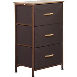 BAKAJI Cassettiera Resistente 3 Ripiani Multicolor Mobile Mobiletto Armadio Armadietto Tessuto Bicolor Robusto Multiuso Arredamento Ufficio Salvaspazio Dimensioni 75x46x30cm (Marrone)