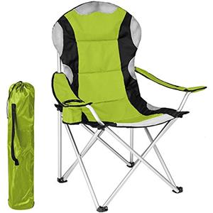 BAKAJI Sedia Pieghevole Da Campeggio Imbottita Con Borsa Camping Sedia Mare Spiaggia Pesca Da Esterno In Acciaio e Poliestere Con Vano Porta Bibite e Smartphone (Verde)