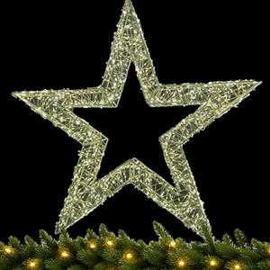 BAKAJI Stella Luminosa Natalizia 3D con Luce LED Calda, Decorazione Addobbo Natalizio da Appendere, Ornamento Ghirlanda per Decorazioni Interne, Negozi, Casa, Vetrine (70 cm)