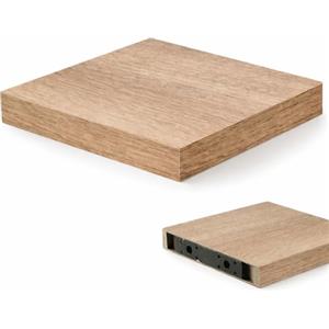 BAKAJI Mensola Quadrata Scaffale da Parete Design Moderno in Legno MDF Ripiano Libreria Moderna Portamensola Muro a Scomparsa in Metallo Dimensione 25 x 25 x 4 cm (Rovere)