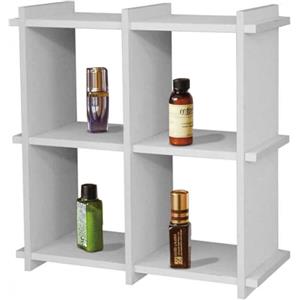 BAKAJI Scaffale Bacheca Libreria Mensole in Legno Da Muro Sospeso Multiuso Pensile Scaffalatura a Parete 4 Ripiani Design Moderno 35x13x35 (Bianco)