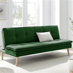 BAKAJI Divano Letto Reclinabile Clic Clac 3 Posti Reclinabile, Rivestimento in Tessuto, Seduta Imbottita ad Alta Densità e Ergonomica, Gambe in Legno, Apertura e Chiusura Facilitata (Verde)